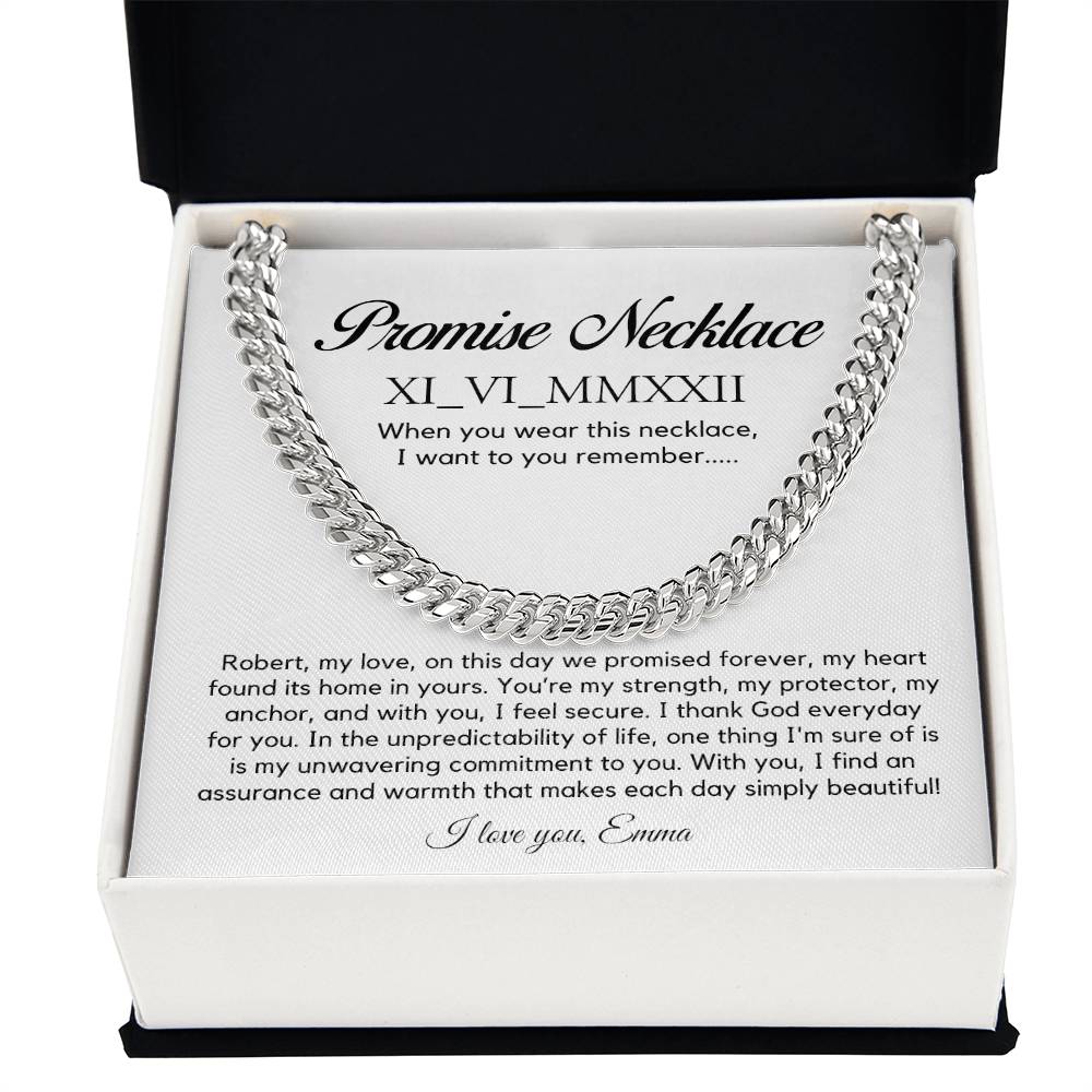 Personalised Promise Necklace For Him, Promise Gifts For Him, Boyfriend Promise Necklace, Gift For Boyfriend, Guy Valentine Gift, Boyfriend Birthday Gift