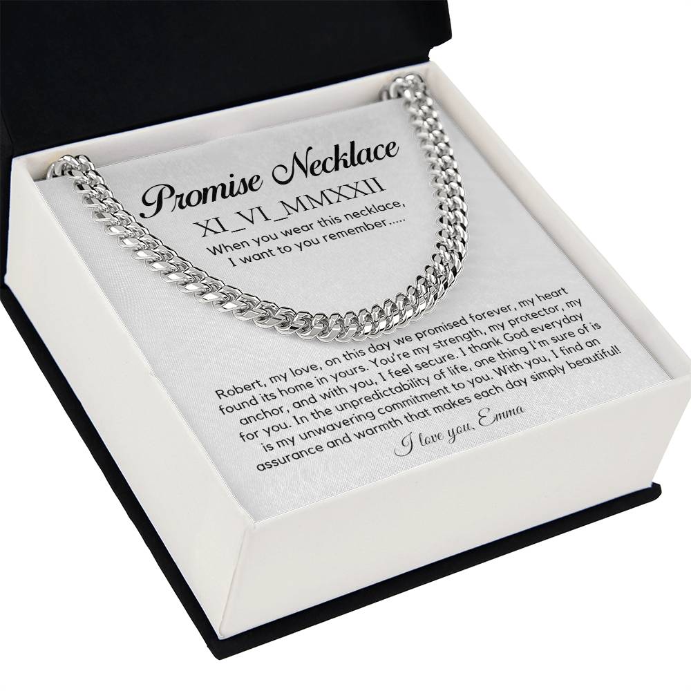 Personalised Promise Necklace For Him, Promise Gifts For Him, Boyfriend Promise Necklace, Gift For Boyfriend, Guy Valentine Gift, Boyfriend Birthday Gift