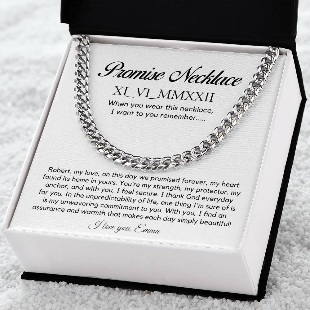 Personalised Promise Necklace For Him, Promise Gifts For Him, Boyfriend Promise Necklace, Gift For Boyfriend, Guy Valentine Gift, Boyfriend Birthday Gift