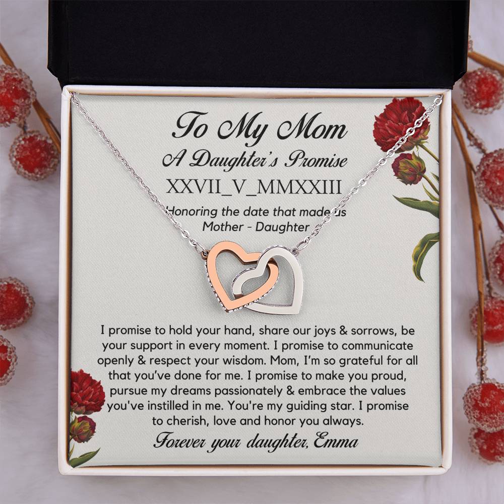 Personalised Roman Numeral Names Message Necklace Gift for Mom, Valentines Day Custom Gift, Mother's Day Gift To my Mom from Daughter