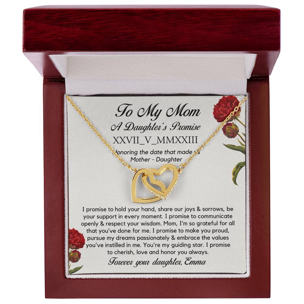 Personalised Roman Numeral Names Message Necklace Gift for Mom, Valentines Day Custom Gift, Mother's Day Gift To my Mom from Daughter