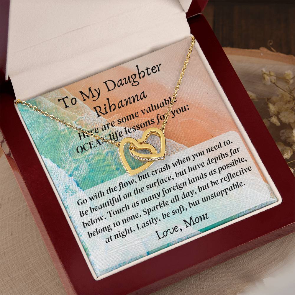 Hearts Necklace Valuable Ocean Life Lessons, Custom Name Message Motivation Inspiration Wisdom Unstoppable Spirit Empowering Daughter Gift