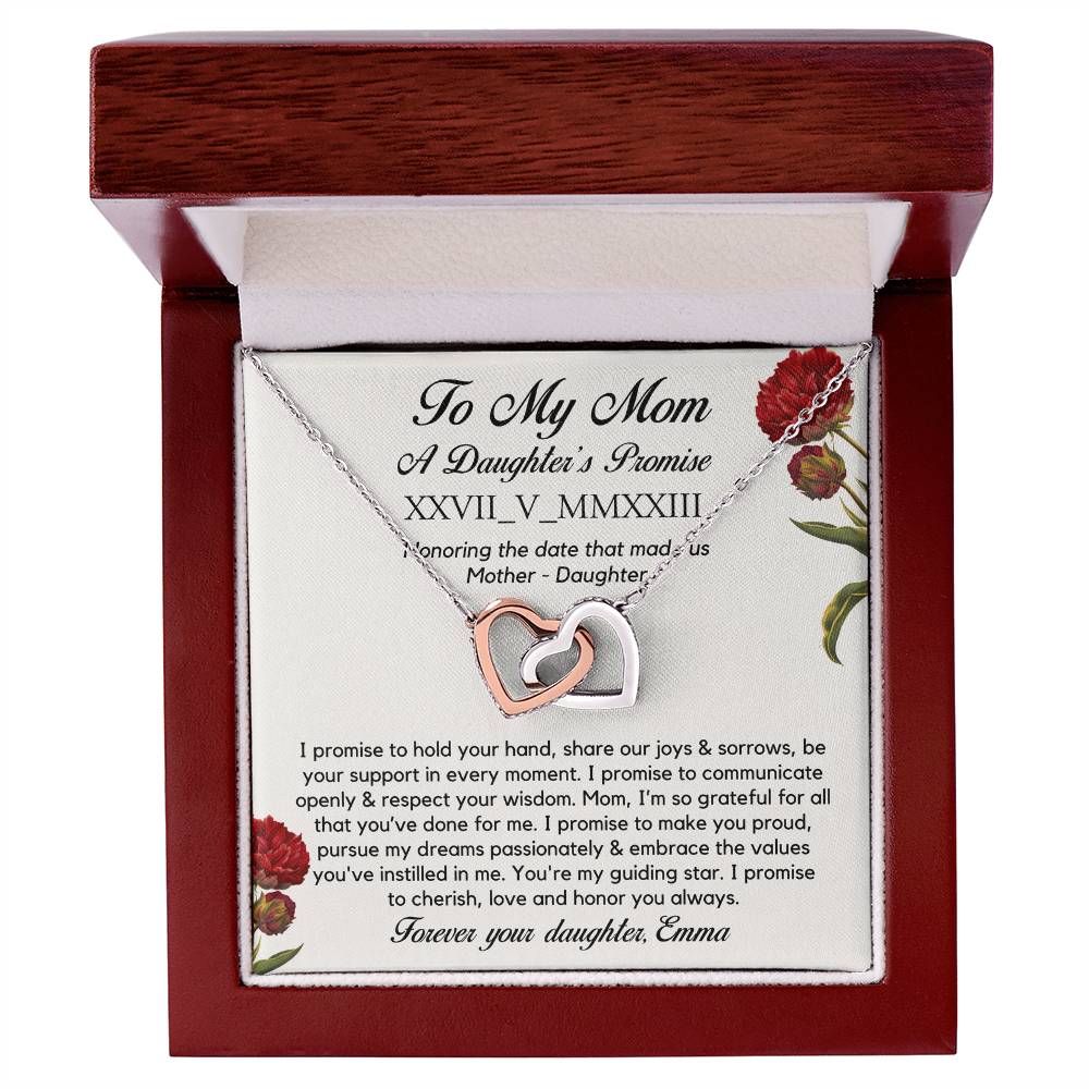 Personalised Roman Numeral Names Message Necklace Gift for Mom, Valentines Day Custom Gift, Mother's Day Gift To my Mom from Daughter