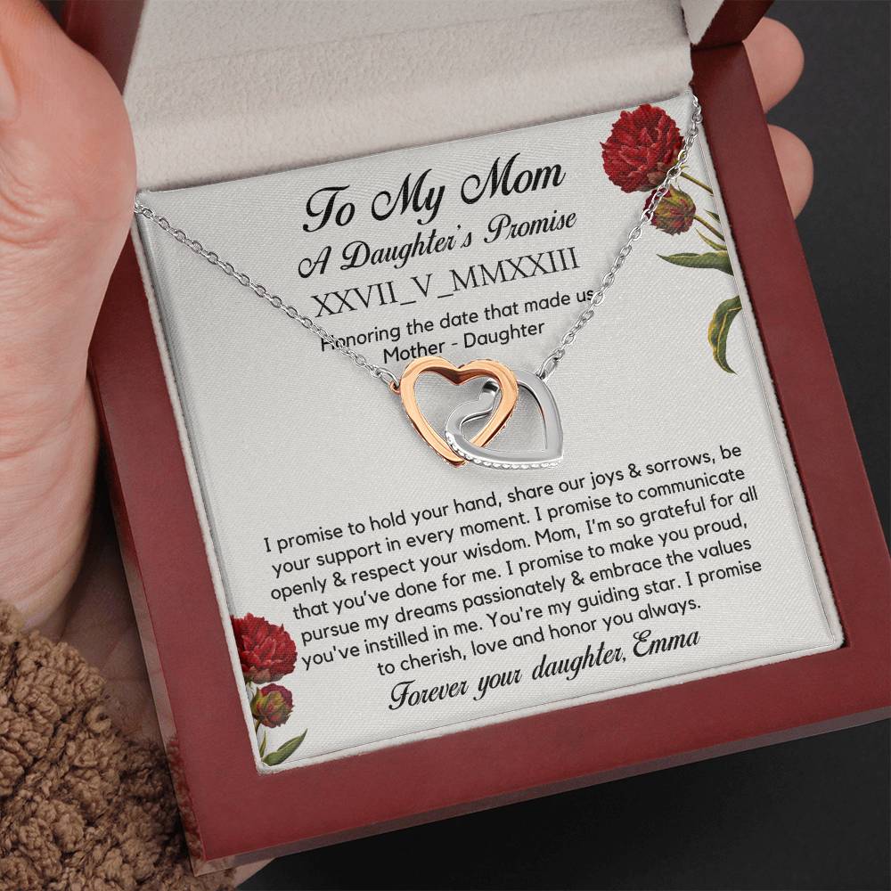 Personalised Roman Numeral Names Message Necklace Gift for Mom, Valentines Day Custom Gift, Mother's Day Gift To my Mom from Daughter