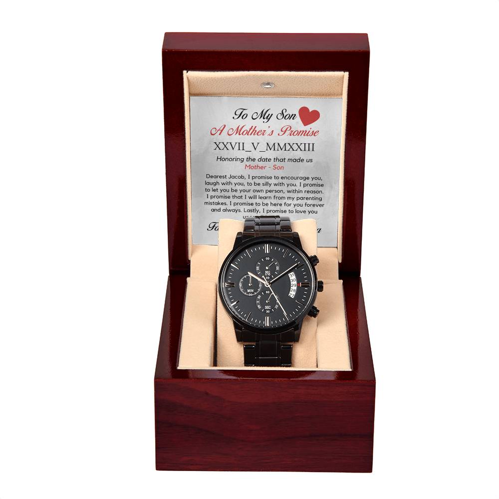 Personalized Father's Day Gift for Husband, for Boyfriend, Black Watch Gift for New Father, New Dad Gift from wife, Anniversary Gift for Him