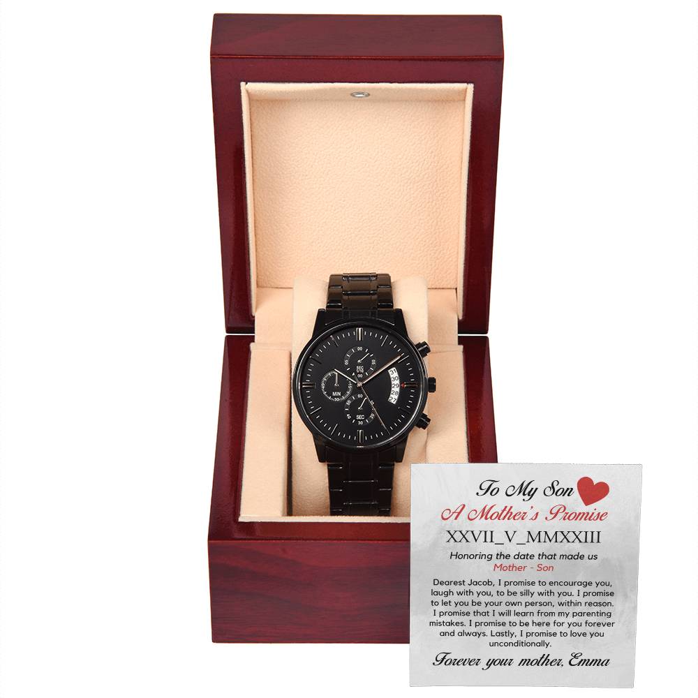 Personalized Father's Day Gift for Husband, for Boyfriend, Black Watch Gift for New Father, New Dad Gift from wife, Anniversary Gift for Him