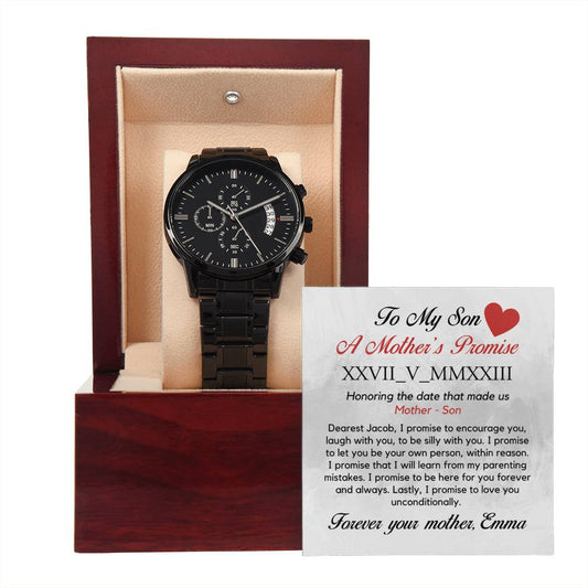 Personalized Father's Day Gift for Husband, for Boyfriend, Black Watch Gift for New Father, New Dad Gift from wife, Anniversary Gift for Him