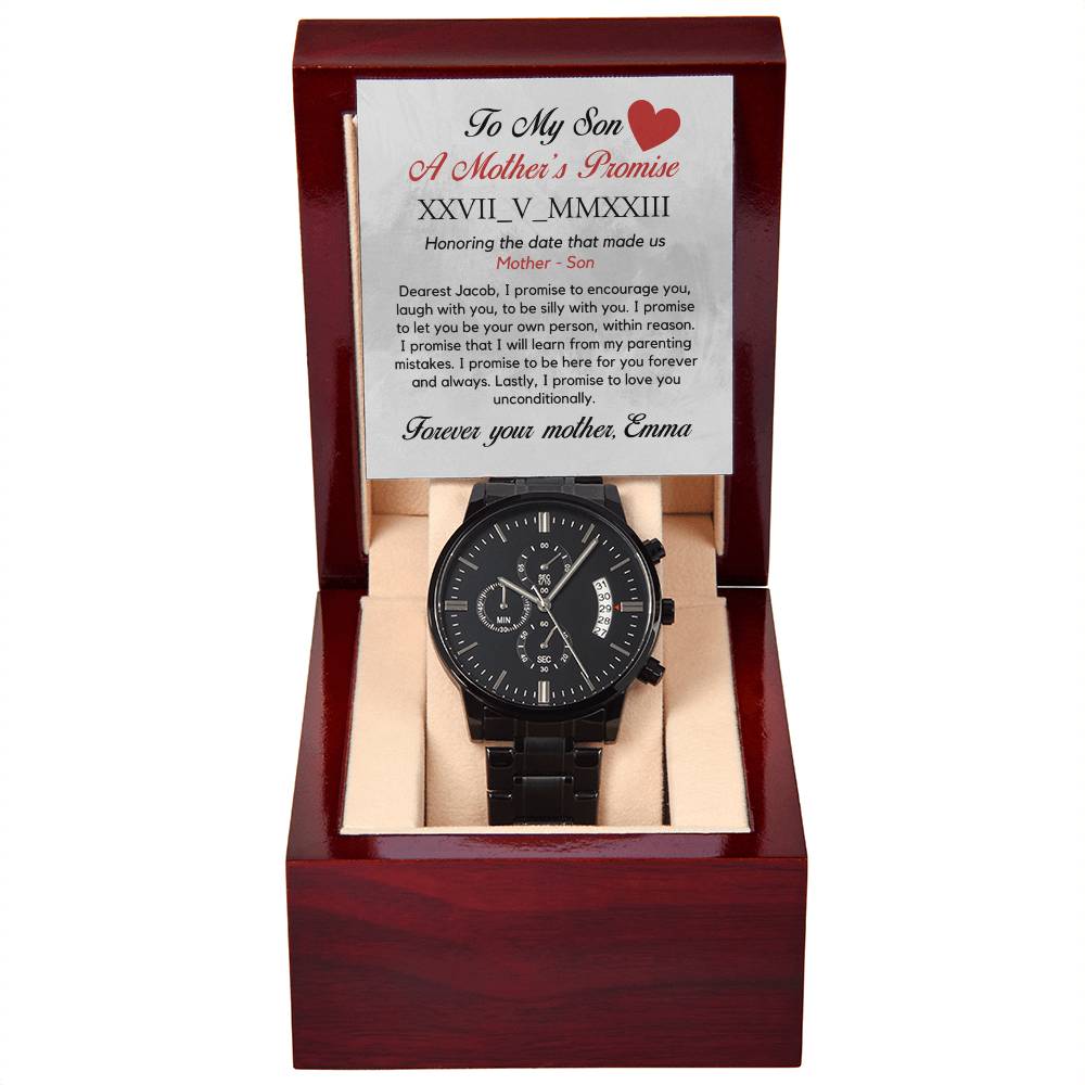 Personalized Father's Day Gift for Husband, for Boyfriend, Black Watch Gift for New Father, New Dad Gift from wife, Anniversary Gift for Him