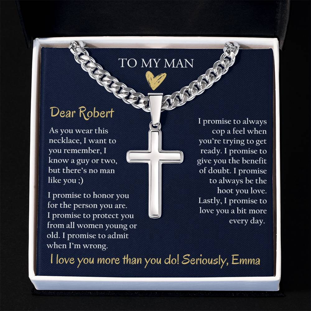 Personalized Cuban Promise Chain For Him, Anniversary Gift For Husband, Valentine's Gift For Boyfriend, To My Man Customized Birthday Gift