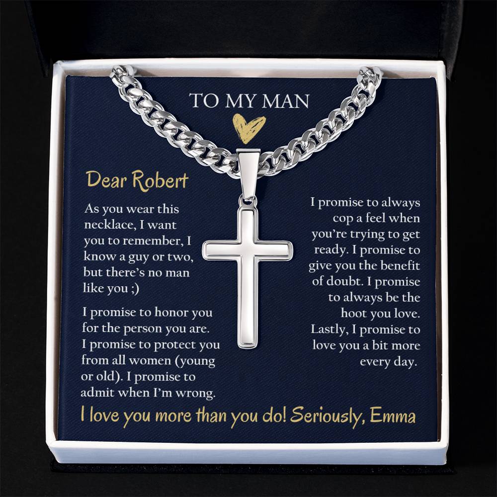 Personalized Cuban Promise Chain For Him, Anniversary Gift For Husband, Valentine's Gift For Boyfriend, To My Man Customized Birthday Gift