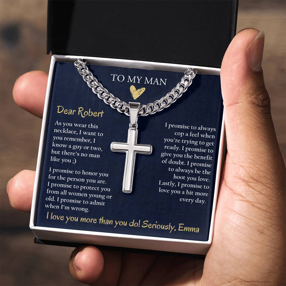 Personalized Cuban Promise Chain For Him, Anniversary Gift For Husband, Valentine's Gift For Boyfriend, To My Man Customized Birthday Gift