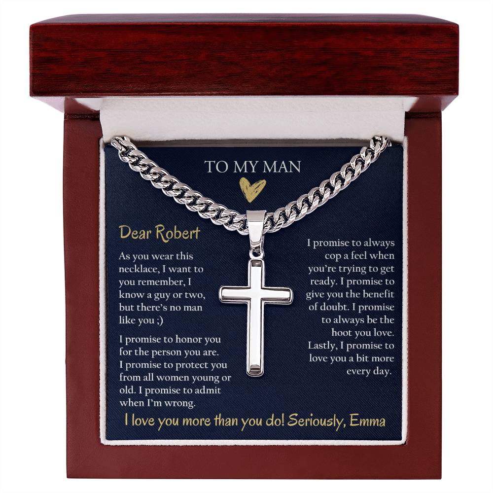 Personalized Cuban Promise Chain For Him, Anniversary Gift For Husband, Valentine's Gift For Boyfriend, To My Man Customized Birthday Gift