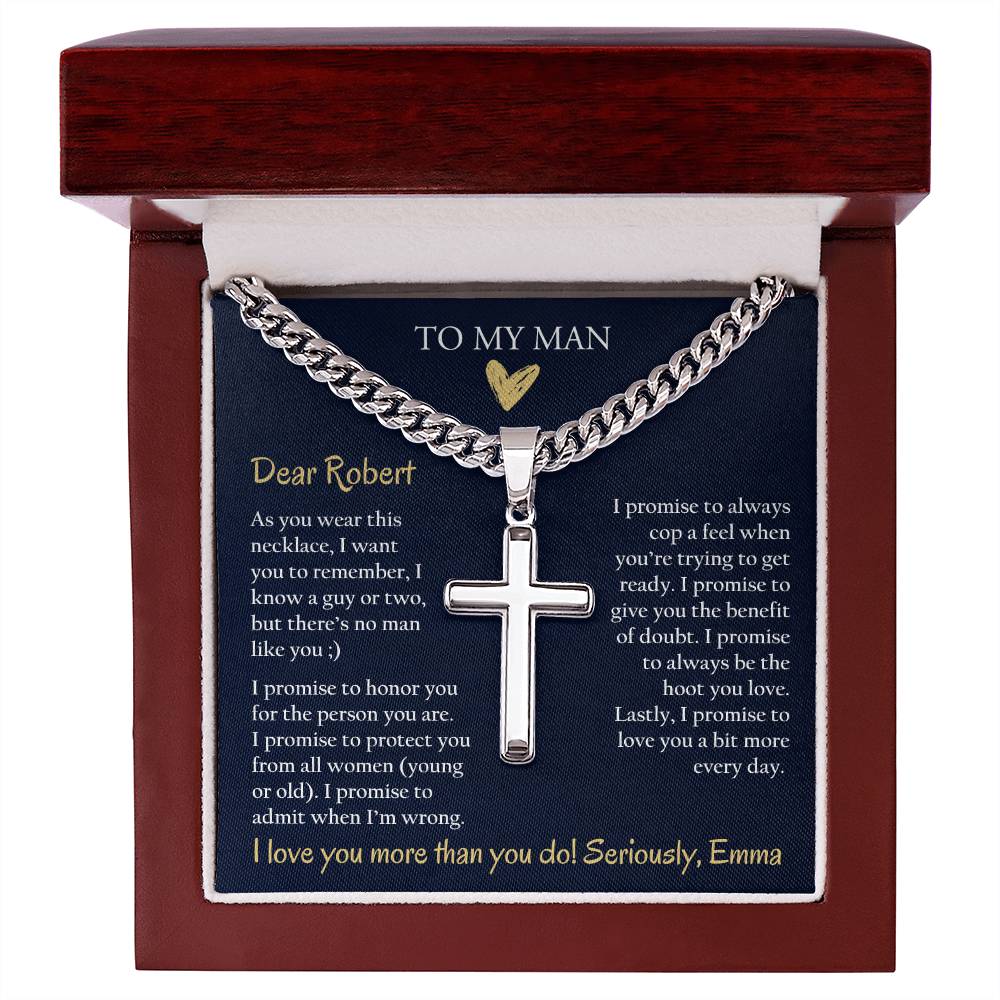 Personalized Cuban Promise Chain For Him, Anniversary Gift For Husband, Valentine's Gift For Boyfriend, To My Man Customized Birthday Gift