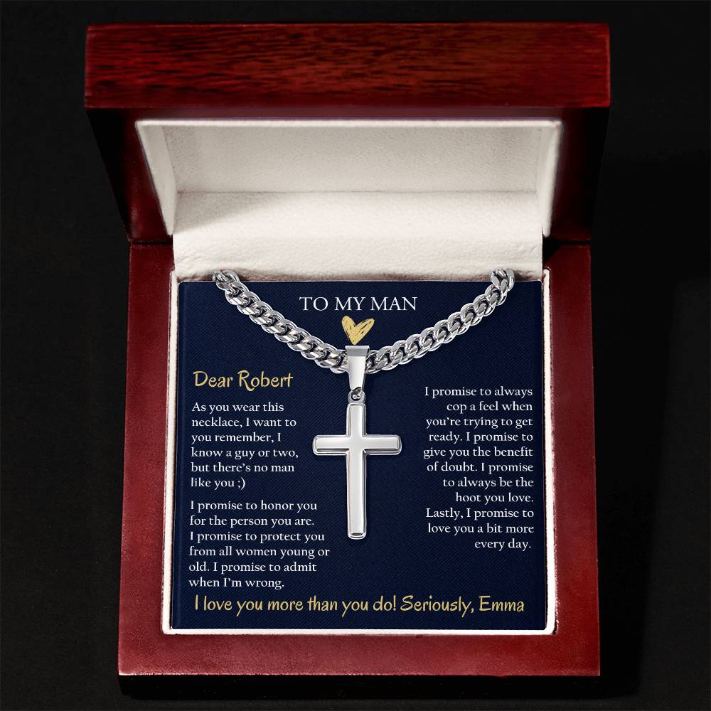 Personalized Cuban Promise Chain For Him, Anniversary Gift For Husband, Valentine's Gift For Boyfriend, To My Man Customized Birthday Gift