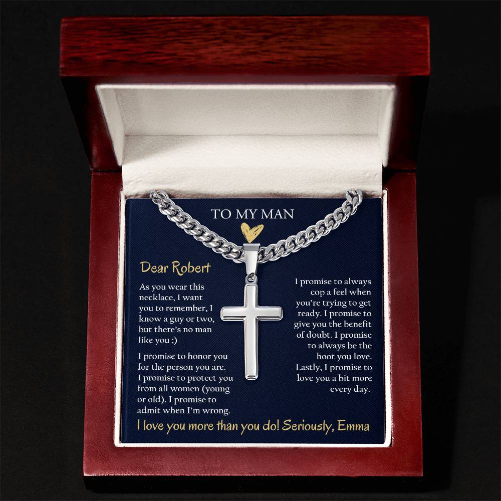 Personalized Cuban Promise Chain For Him, Anniversary Gift For Husband, Valentine's Gift For Boyfriend, To My Man Customized Birthday Gift