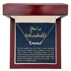 Personalized Custom Name Pendant Necklace, Motivational Inspirational Jewelry Gift, You're Unbreakable Strength and Resilience Gifts for Her