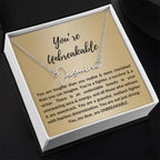 Personalized Custom Name Pendant Necklace, Motivational Inspirational Jewelry Gift, You're Unbreakable Strength and Resilience Gifts for Her