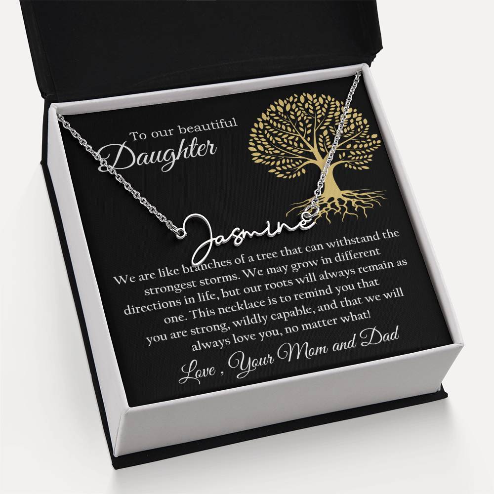 Custom Name Necklace Gift from Parents to Daughter Present from Father Mother To my Daughter From Mom Dad Birthday Anniversary Valentines