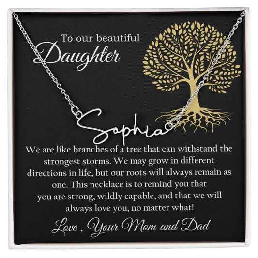 Custom Name Necklace Gift from Parents to Daughter Present from Father Mother To my Daughter From Mom Dad Birthday Anniversary Valentines