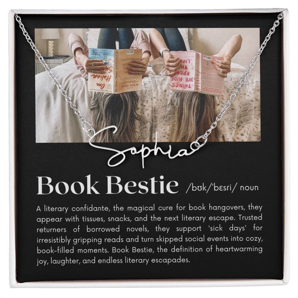 Personalized Name Necklace, Bestie galentines day gifts, Book Bestie, gift for best friend, Bookworm Gifts, bff necklace, Book lover gifts