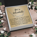 Personalized Custom Name Pendant Necklace, Motivational Inspirational Jewelry Gift, You're Unbreakable Strength and Resilience Gifts for Her