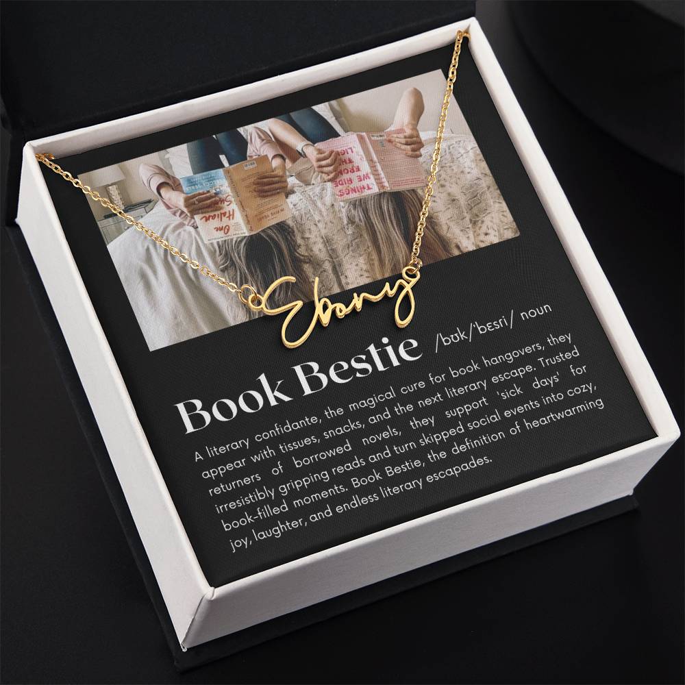 Personalized Name Necklace, Bestie galentines day gifts, Book Bestie, gift for best friend, Bookworm Gifts, bff necklace, Book lover gifts