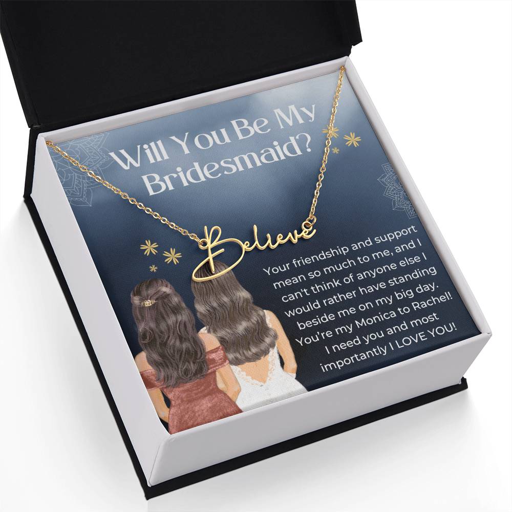 Personalised Necklace, Bridesmaid Gift, Will You Be My Bridesmaid Necklace Bridesmaid Proposal, Unique Bridesmaid Gift, Custom Name Necklace