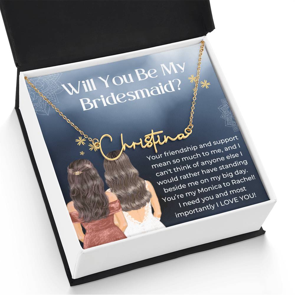 Personalised Necklace, Bridesmaid Gift, Will You Be My Bridesmaid Necklace Bridesmaid Proposal, Unique Bridesmaid Gift, Custom Name Necklace