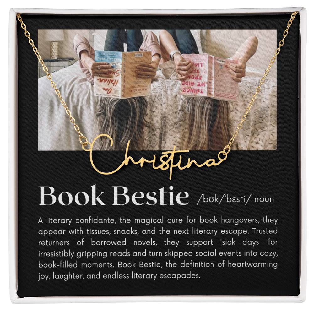 Personalized Name Necklace, Bestie galentines day gifts, Book Bestie, gift for best friend, Bookworm Gifts, bff necklace, Book lover gifts