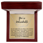 Personalized Custom Name Pendant Necklace, Motivational Inspirational Jewelry Gift, You're Unbreakable Strength and Resilience Gifts for Her