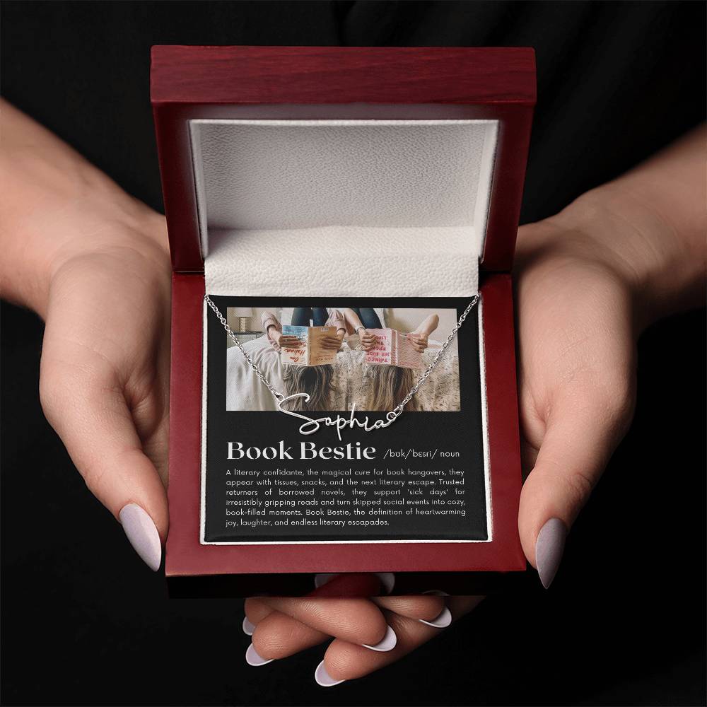 Personalized Name Necklace, Bestie galentines day gifts, Book Bestie, gift for best friend, Bookworm Gifts, bff necklace, Book lover gifts