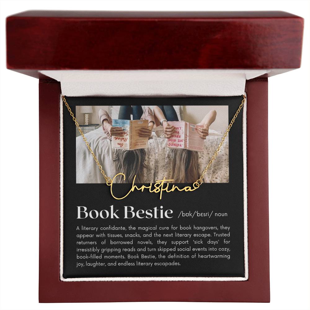 Personalized Name Necklace, Bestie galentines day gifts, Book Bestie, gift for best friend, Bookworm Gifts, bff necklace, Book lover gifts