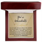 Personalized Custom Name Pendant Necklace, Motivational Inspirational Jewelry Gift, You're Unbreakable Strength and Resilience Gifts for Her