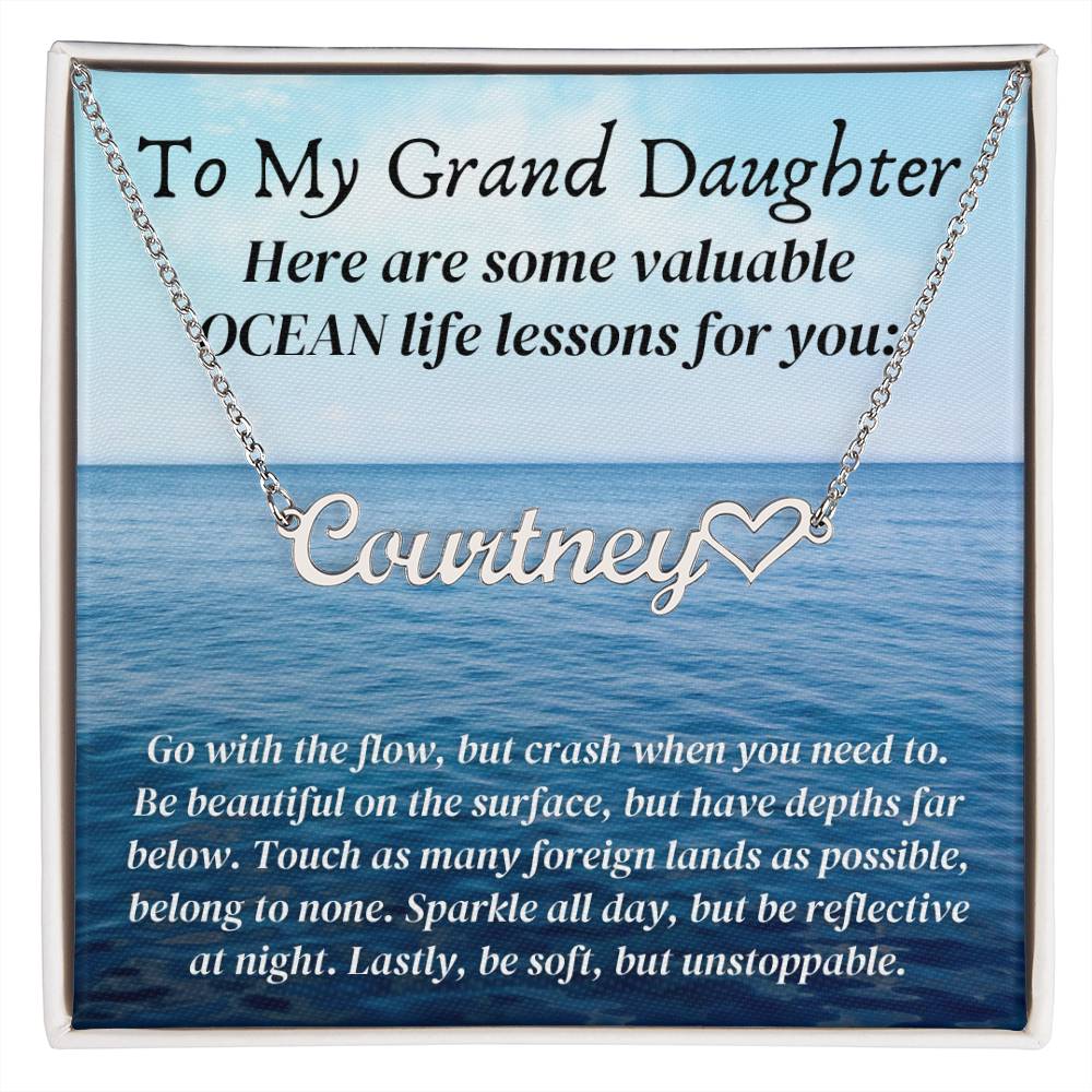 Personalized name necklace valuable ocean life lessons motivational inspiration wisdom unstoppable spirit empowering Grand Daughter Gift
