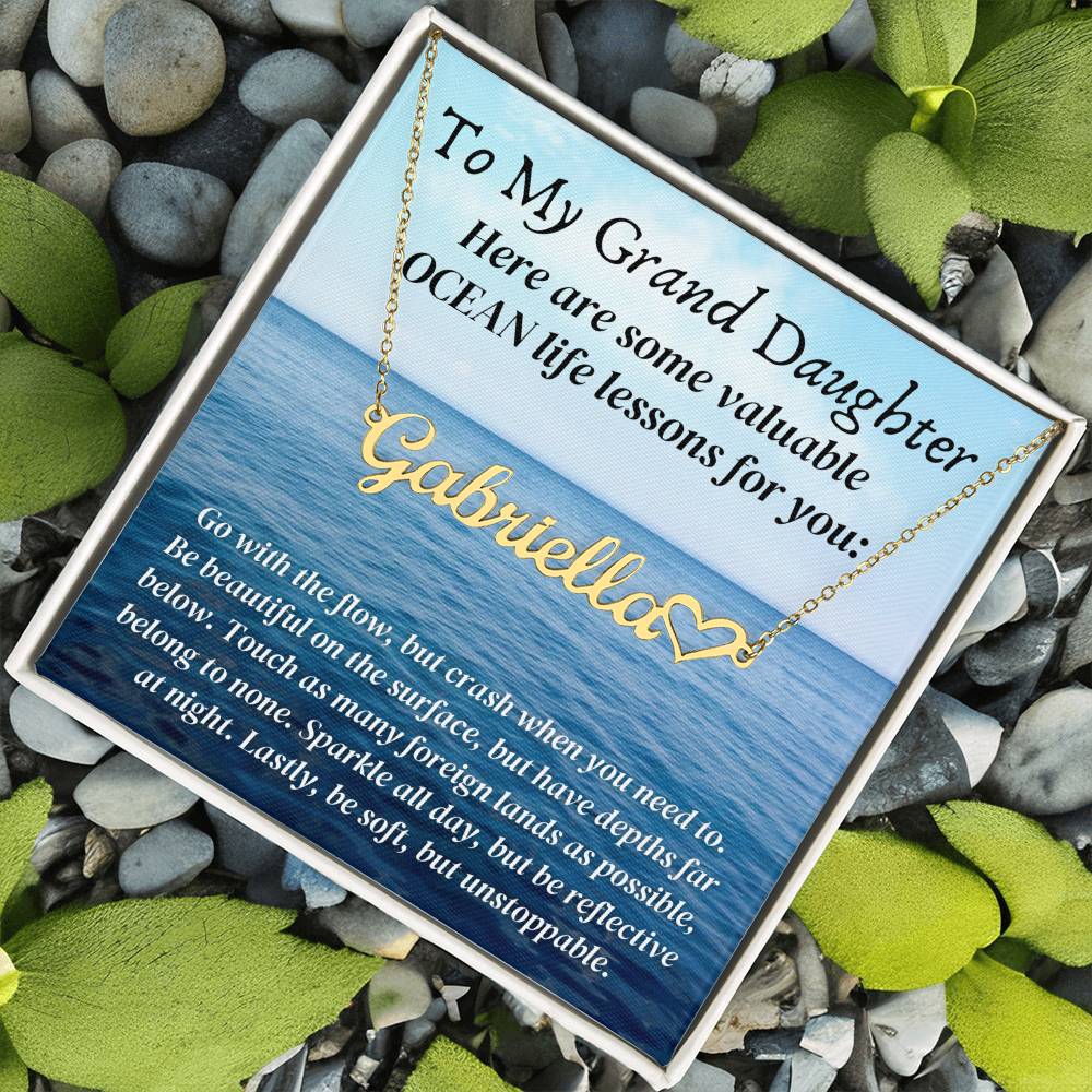 Personalized name necklace valuable ocean life lessons motivational inspiration wisdom unstoppable spirit empowering Grand Daughter Gift