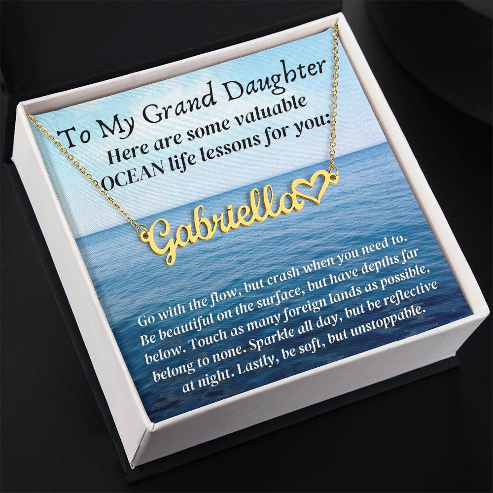Personalized name necklace valuable ocean life lessons motivational inspiration wisdom unstoppable spirit empowering Grand Daughter Gift