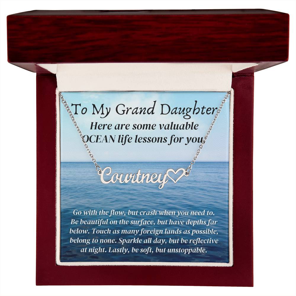 Personalized name necklace valuable ocean life lessons motivational inspiration wisdom unstoppable spirit empowering Grand Daughter Gift