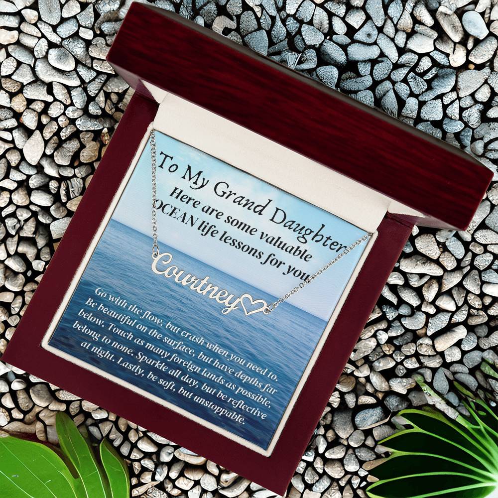 Personalized name necklace valuable ocean life lessons motivational inspiration wisdom unstoppable spirit empowering Grand Daughter Gift
