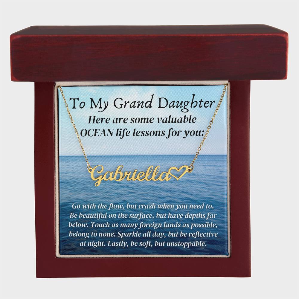 Personalized name necklace valuable ocean life lessons motivational inspiration wisdom unstoppable spirit empowering Grand Daughter Gift