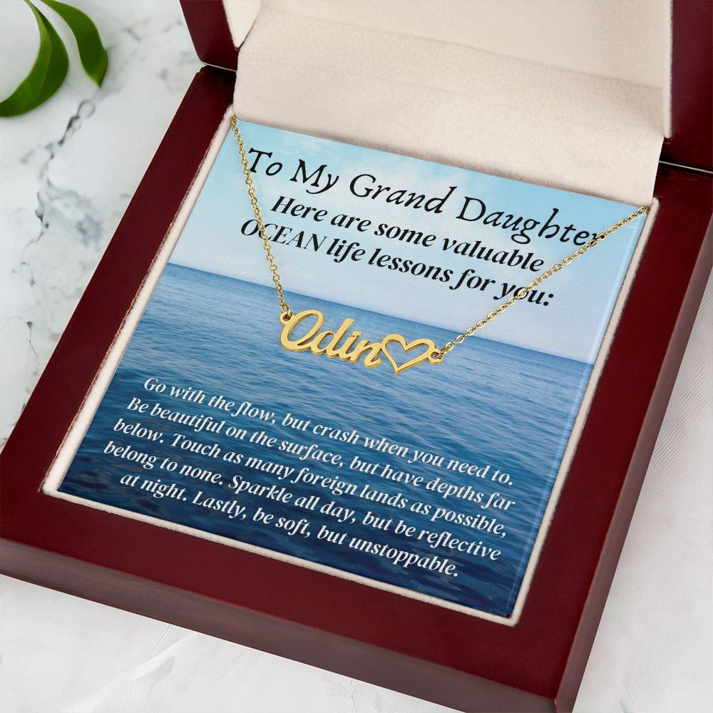 Personalized name necklace valuable ocean life lessons motivational inspiration wisdom unstoppable spirit empowering Grand Daughter Gift