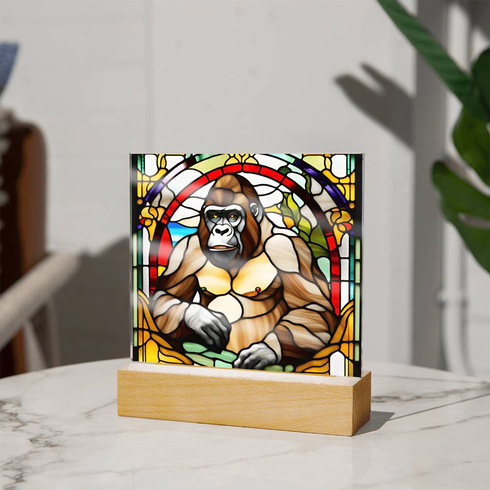 Gorilla Faux Stained Glass Acrylic Plaque Animal Gifts Monkey Charm Spirit Animal Gift Mystical Wildlife