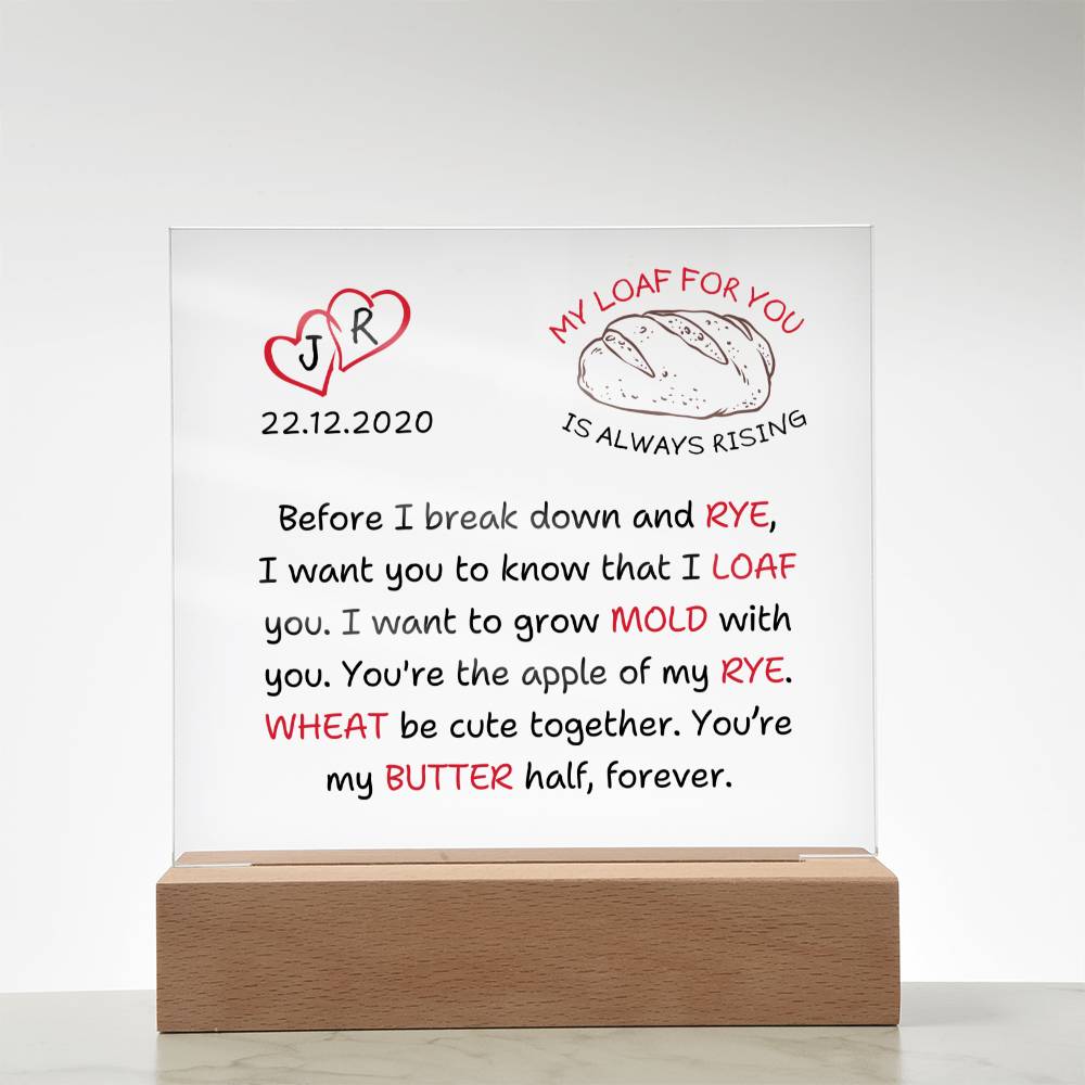 Sourdough Love Anniversary Plaque, Custom Couple Initials Date, Homesteader Homesteading Gifts, Homemaker Bread Baking Gift for Partner