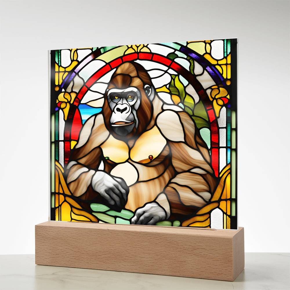 Gorilla Faux Stained Glass Acrylic Plaque Animal Gifts Monkey Charm Spirit Animal Gift Mystical Wildlife