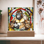 Gorilla Faux Stained Glass Acrylic Plaque Animal Gifts Monkey Charm Spirit Animal Gift Mystical Wildlife