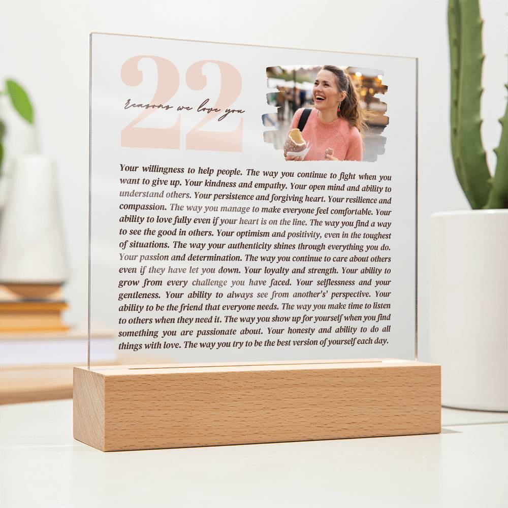 22 Reasons We Love You | 21st Birthday Gift | Custom Gift | 40th Birthday Gifts For Women | 30th Birthday Gifts For Men | Thoughtful Gift