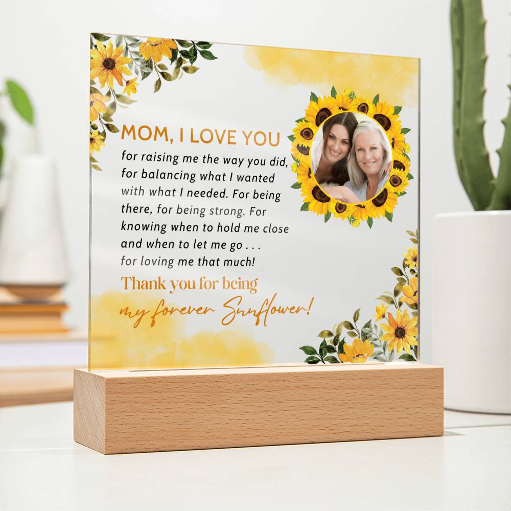 Personalised Mothers Day Gifts, Flower Gift for Mum, Birthday Gift Acrylic Plaque for Mum, Sentimental Mom Appreciation Gifts Anniversary