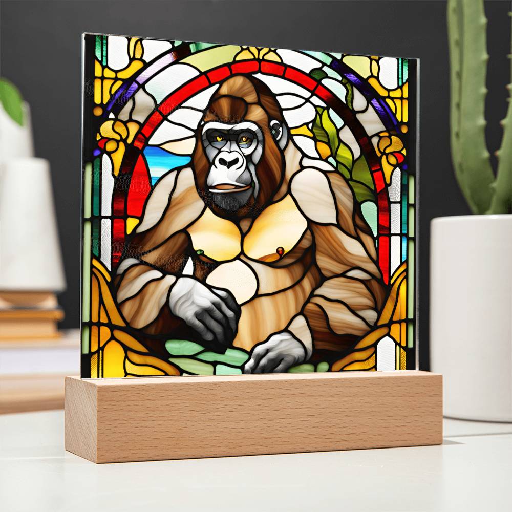 Gorilla Faux Stained Glass Acrylic Plaque Animal Gifts Monkey Charm Spirit Animal Gift Mystical Wildlife