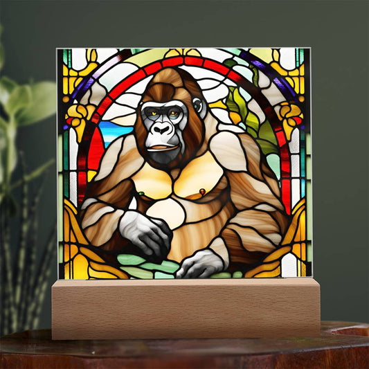 Gorilla Faux Stained Glass Acrylic Plaque Animal Gifts Monkey Charm Spirit Animal Gift Mystical Wildlife