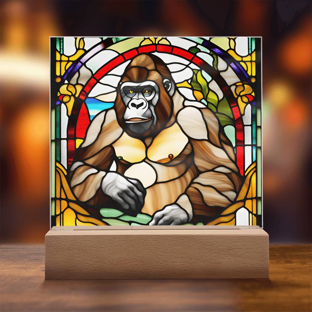 Gorilla Faux Stained Glass Acrylic Plaque Animal Gifts Monkey Charm Spirit Animal Gift Mystical Wildlife