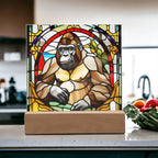 Gorilla Faux Stained Glass Acrylic Plaque Animal Gifts Monkey Charm Spirit Animal Gift Mystical Wildlife